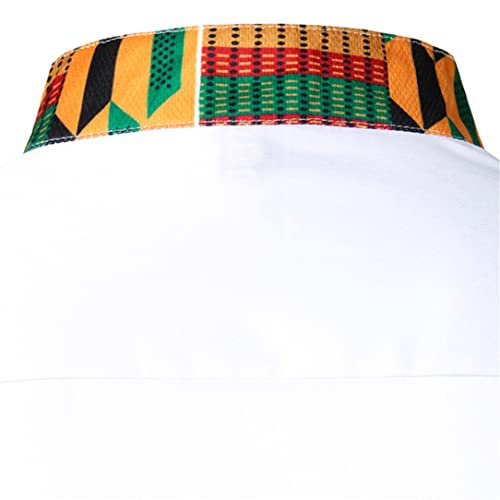 Chemise Dashiki homme imprimé patchwork vêtement africain blanc taille S