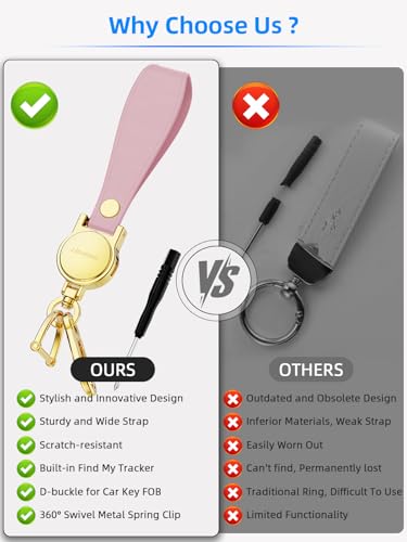 Image of Keychain, Works with Apple Find My, Leather Car Keychain Key Holder Key Chain with Anti-Lost Keys Finder Tracker