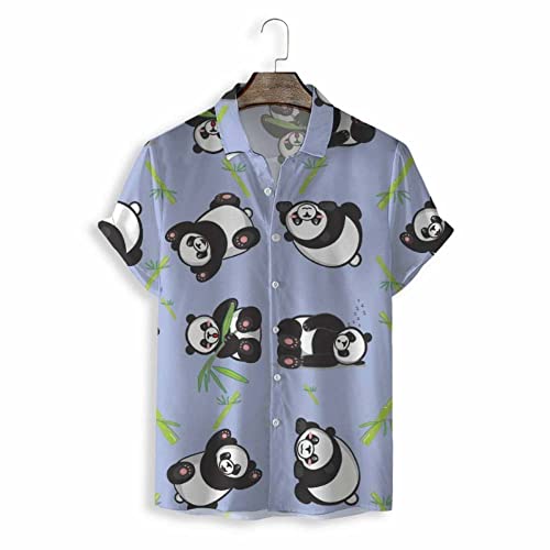 Chemises décontractées d'été boutonnées panda pour homme actif