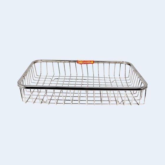 Stainless Steel Multipurpose Storage Basket, Kitchen Counter Organizer Tray, Wire Mesh Design, Rectangular image 3