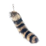 Luxe Fox Fur Tail Keychain - Furry Tail with Gold Clasp for Women, Therian Cosplay Fashion Accessories Pendant (Raccoon)