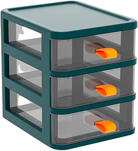 SHANGMAOYO Scatola dell'organizzatrice trasparente con cassetti, scatole di visualizzazione per il trucco dei gioielli, contenitore trasparente per l'home office (Verde 3 strati)