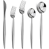 20 Pieces 1810 Stainless Steel Silverware Set Mirror Polishing SilverFlatware Set Kitchen Knife Fork Spoon Utensils Service for 4
