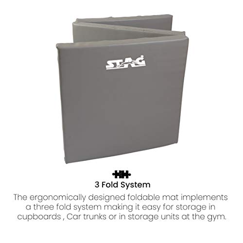 Image of STAG Multi-Purpose Foldable Fitness MAT 180 CM X 60 CM X 30 MM | Use as Tumbling mat, Gymnastics mat, Crash pad | Thick Foam | for Both Men and Women