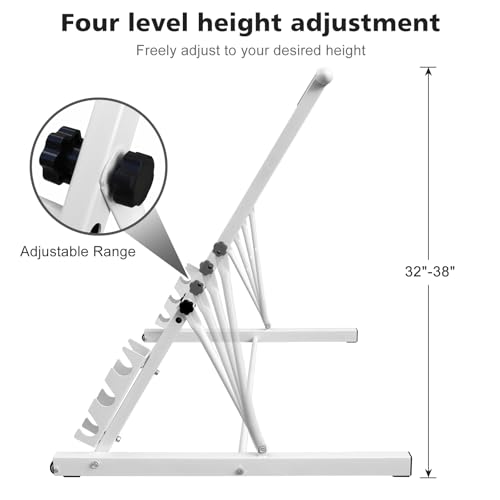 HooKung Portable Folding Ballet Barre Wood Height Adjustable from 32 to 40 inch Ballet Bar Dance Bar for Home Workout and Stretch (White)