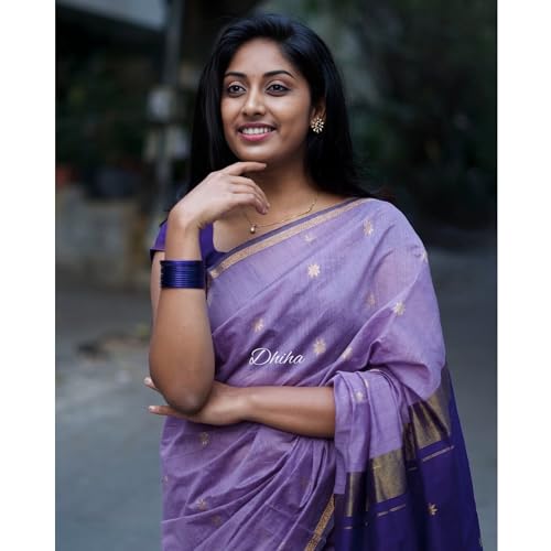 Image of Original Maheswari Cotton Silk Saree for Women | Kanjivaram Pure Silk Cotton Sari with Blouse | Zari Work | Tassels | Handloom Weave