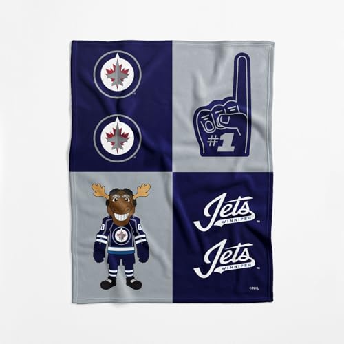 NHL Winnipeg Jets Officially Licensed Baby Swaddle Blanket, 40 x 50 in, Soft Lightweight Polyester, Domino Design