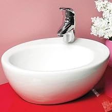 073500-U-One Hole Peri Round Ceramic Vessel Sink, White
