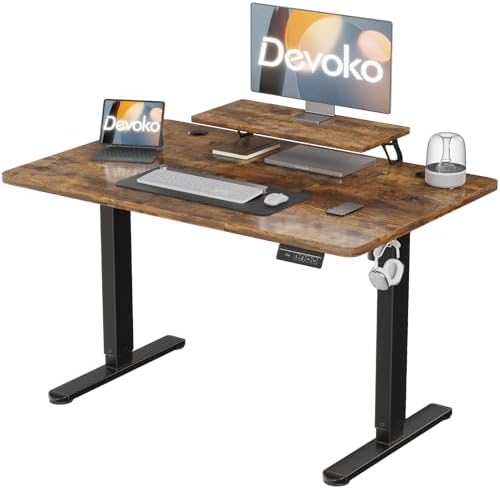 Devoko 140×60cm Escritorio Eléctrico de Altura Ajustable, con Sop...