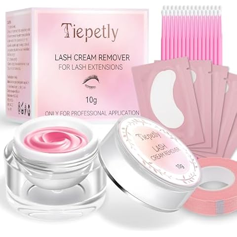 Eyelash Extension Remover 10g, Eyelash Remover for Extensions Rose Scent, Lash Remover for Lash Extensions with Eye Pads, Micro Brushes and Lash Tape, Powerful Eyelash Glue Remover Cover
