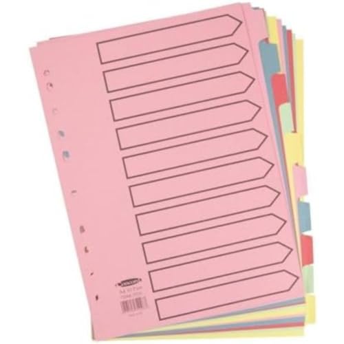 Concord Subject Dividers 230 Micron 10-Part Printed A4 Assorted Ref 72098/PJ20