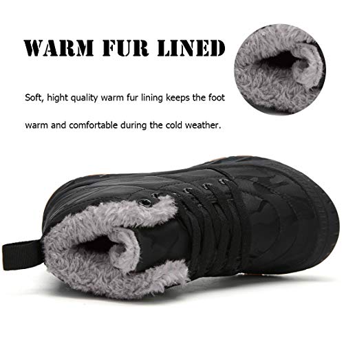 Fansite Boys Snow Boots Winter Waterproof Slip Resistant Cold Weather Shoes（Little Kid/Big Kid Black37 #TOP3