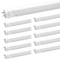 CNSUNWAY 4FT T8 LED Tube Lights (10 Pack) - 18W 2400LM 6000K, Type A+B Ballast Bypass, Single/Double-Ended Power for T8/T10/T12 Fluorescent Replacement, Plug & Play Garage/Warehouse Lighting, Frosted