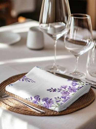 Servilletas de tela pack 6 floral violeta 20x20 in miniatura 7