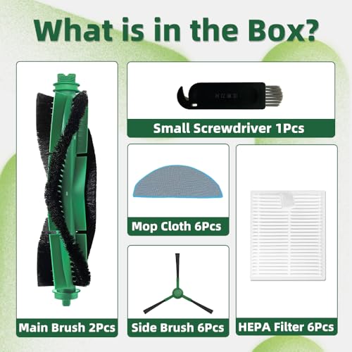 Image of 21 Pcs Replacement Parts Accessories Compatible with iRobot Roomba 105X Combo,104 Combo, 105 Combo,Y0140, Y0110 Robot Vacuum, 2 Roller Brush, 6 Hepa Filters, 6 Side Brushes,6 Mop Pads,1 Cleaning Brush