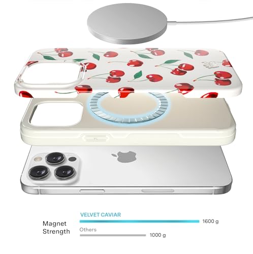 VELVET CAVIAR for iPhone 15 Pro Case Cherry - Compatible with MagSafe - 10ft Drop Tested - Red Cherries