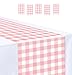 MUNILAIL 6 Pcs Light Pink and White Checkered Table Runner Plastic 14 x 108 Disposable Baby Pink Gingham Table Runner for Birthday Wedding Baby Shower Party Table Centerpiece Decorations