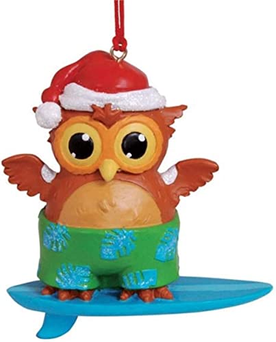 Surfing Owl Christmas Ornament, Beach Coastal Tree Decorations, Surfboard Holiday Decor By Christmas Market Ornaments #TOP22