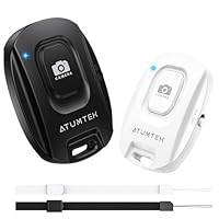 ATUMTEK Kameraselbstauslöser für iPhone und Android-Smartphones (2er-Pack), Drahtlose Fernbedienung für Fotos und Videos (Bluetooth 5.2), mit Handgelenkschlaufe, Schwarz und Weiß