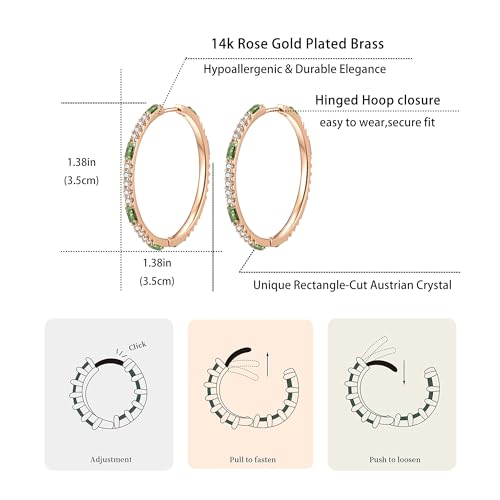 EVEVIC Austrian Crystal Lightweight Champagne Gold Hoop Earrings for Women Trendy 14K Gold Plated Hoops Earring Jewelry Gift4