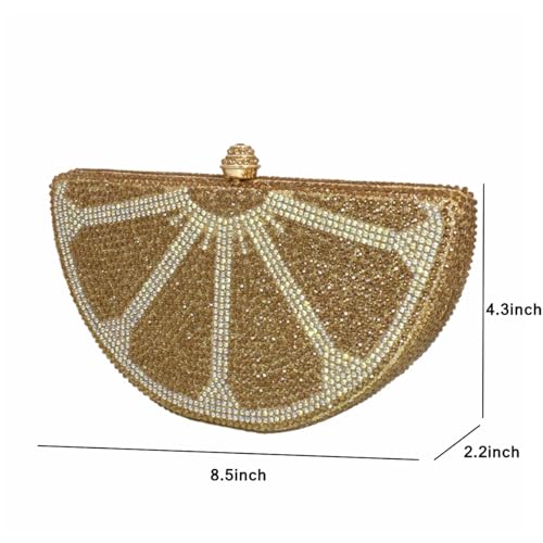 Image of Women Rhinestone Clutch Purse Watermelon Shape Handbag Cute Fruit Crossbody Bag Crystal Wedding Party Purse
