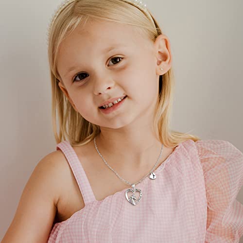 Unicorn Necklaces for Girls - 14K Gold/White Gold/Rose Gold Plated CZ Heart Pendant Jewelry, Toddler and Teen Initial Necklaces, Colorful Unicorn Gifts2