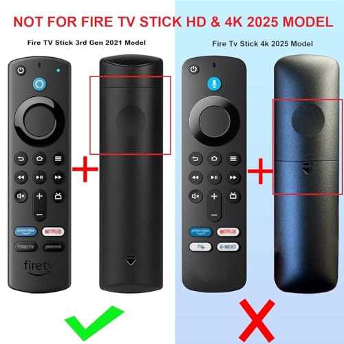 Dealfreez Silicone Cover Case Compatible with Fire TV Stick 3rd Gen 2021 Remote Full Wrap Remote Cover with Lanyard (D-Black) [Remote NOT Included]