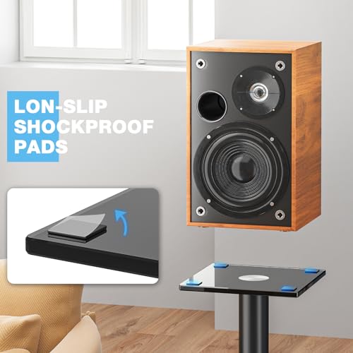 RFIVER Universal Floor Speaker Stands 28 Inch for Surround Sound - Holds Satellite & Small Bookshelf Speakers up to 10kgs - Cable Management - Easy Assembly - Set of 2 - Black (Speakers Not Included) - Image 3