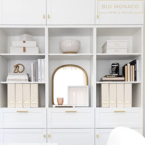 Porta-revistas branco – Conjunto de 4 porta-revistas douradas com design de tecido creme, porta-revi