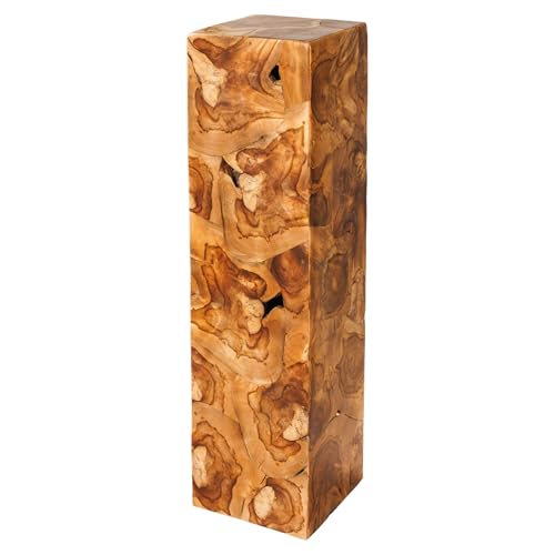 Riess Ambiente Säule TRIBAL - 110cm - braun Natur - Teakholz Handmade massiv Dekoration Tisch Deko Pflanzenständer Podest Natural Look