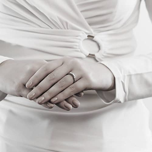 BERRICLE Sterling Silver 5-Stone Rings Stackable Curved Half Eternity Band Ring for Women, Round Cut Cubic Zirconia CZ 6