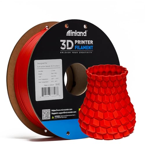 Inland PLA Filament 1.75mm Red 1KG, 3D Printer Filament Dimensional Accuracy +/-...