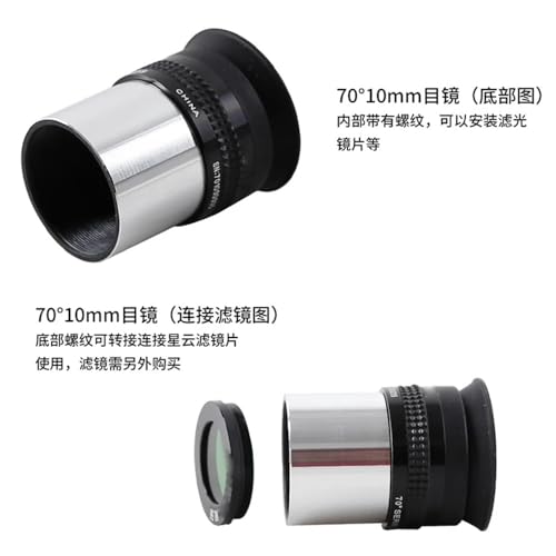 Ocular de telescopio metálico de 20 mm y 10 mm con gran angular de 70 grados 4