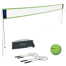 WildSports 2-in-1 Volleyball & Badminton Combo Set Adjustable Net System with Poles, Volleyball, Racquets, Shuttlecocks & Pump Easy Setup for Backyard, Beach, Park & Camping Fun