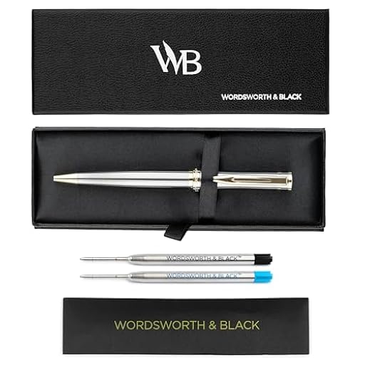 Wordsworth & Black Conjunto de Bolígrafo de Lujo - Laca Plateada, Acabado en Oro de 24K, Punta Fina Recargable, Regalo para Hombres y Mujeres, Recarga de Tinta, Bonitos Bolígrafos para el Trabajo | Ya disponible en tu tienda friki favorita! En mundofriki.es!