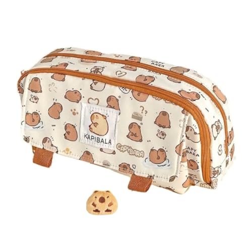 Estojo Capivara 3 Camadas – Fofo, Espaçoso e Super Organizado acompanha broche de capivara