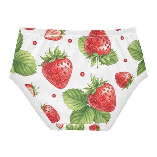 Toddler Girl Panties, Cute Strawberries Red White Girls' Cotton Brief Underwear, 2T–8 Years2