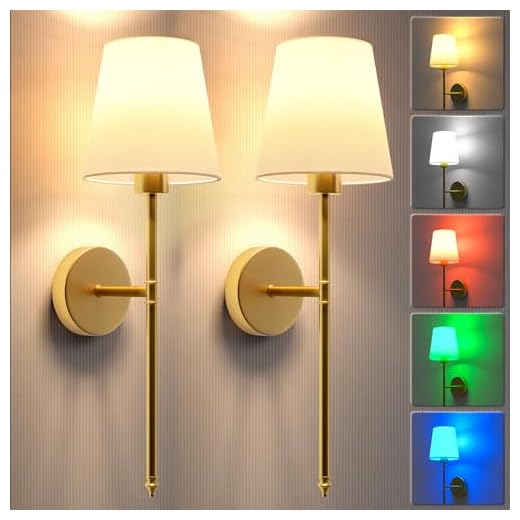 JOFIOS Wall Lights Battery Operated Wall Sconces Set of 2,Gold Wireless Wall Sconces with Remote,9 Colors Modes Rechargeable Wall lamp for Bedroom Living Room