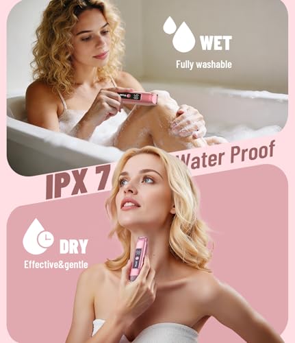 Image of Dual Head Electric Bikini Trimmer for Women: IPX7 Waterproof Lady Shaver with LED Display - Rechargeable Pubic & Body Hair Razor - Rococo Pink