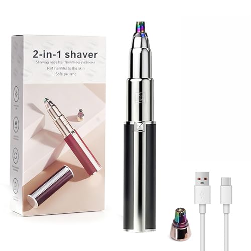 Nizzarra Womens Eyebrow Trimmer Rechargeable Upgraded 2-in-1 Portable Electric Eyebrow Trimmer & Nose Hair Remover Black Waterproof Eye Brow Razors Electric with USB Charging