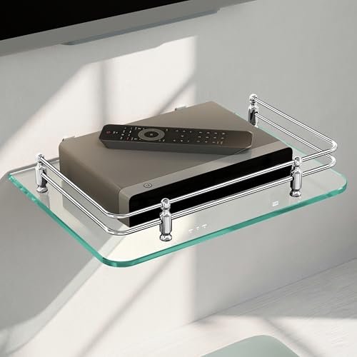 Image of Plantex Glass Setup Box Stand Wall Mounted /Glass Shelf /Wall Shelf Rack /Wall Mount Holder with Wall Brackets (12 X 9 Inch)