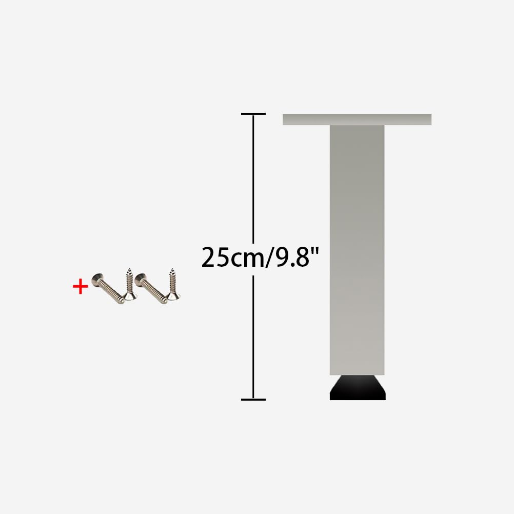 Nogi sofy, 4 sztuki, regulowane nóżki sofy, srebrne stopki ze stopu aluminium | anodowana powierzchnia nogi do mebli opcjonalna wysokość: 6-40 cm, materiałowe nóżki do sofy, salonu, biura, niska