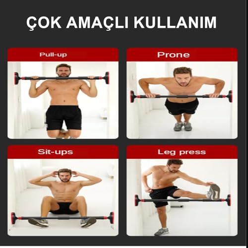 Yeni Nesil 94-125CM Koridor Kapı Barfiksi Barfix Aleti Çubuğu Çekme Barı Demiri BarVidasız Ayarlanabilir Kapı Barı - Barfiks Çubuğu, Koridor Barfiksi ve Ev Egzersiz Spor Aleti