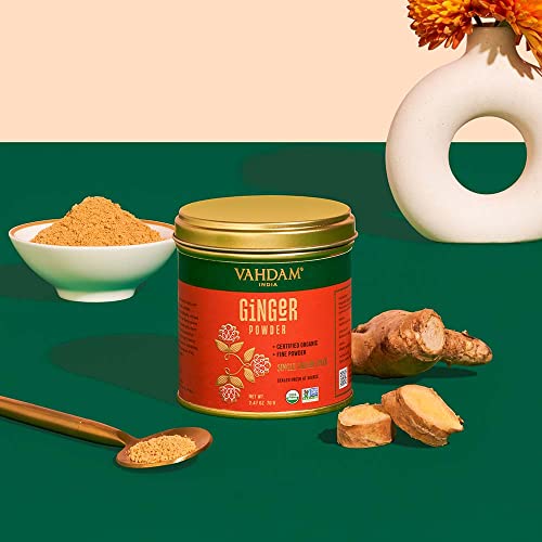 Image of VAHDAM, Organic Ginger Powder (2.47oz) 100% Raw Ground Ginger Root Powder from India | Active Gingerol - Non GMO, Gluten Free | Direct from Source