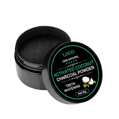SanSixi Dentífrico Blanqueador en Polvo 30g Carbón Activado de Cáscara de Coco Blanqueador de Dientes Orgánico Natural de Carbón de Bambú Dentífrico en Polvo Lavador de Dientes