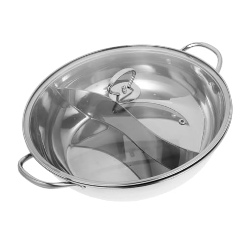 PHENOFICE 34cm Stainless Steel Hot Pot Double Handle Fondue Pot