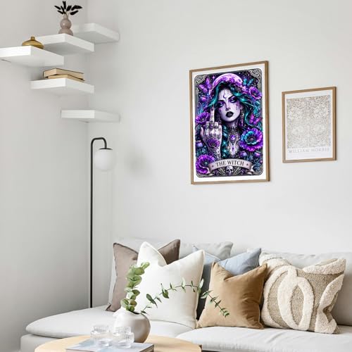 Image of MBNTJHT Gothic Diamond Art Kits for Adults,Witch Tarot Diamond Painting Kit for Adult Beginners,5D DIY Full Drill Round Rhinestone Gem Art Crafts Painting Kit for Home Wall Decor 12X16 Inch.
