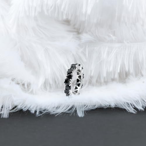 Certified Lab Grown Black Diamond Full Eternity Ring, AAA Quality, Black Diamond Heart Wedding Band - Ideal For Gift3