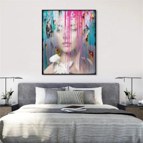 Impression sur toile portrait de femme couleurs vives format 60x80