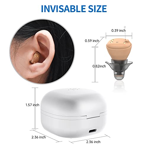 Rechargeable Hearing Enhancement Aids, 2-In-1 Drying & Charging Base, Complete In Canal (Cic), 22 Hours Of Use #TOP4